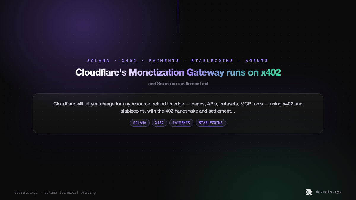 Cloudflare's Monetization Gateway runs on x402 — and Solana is a settlement rail