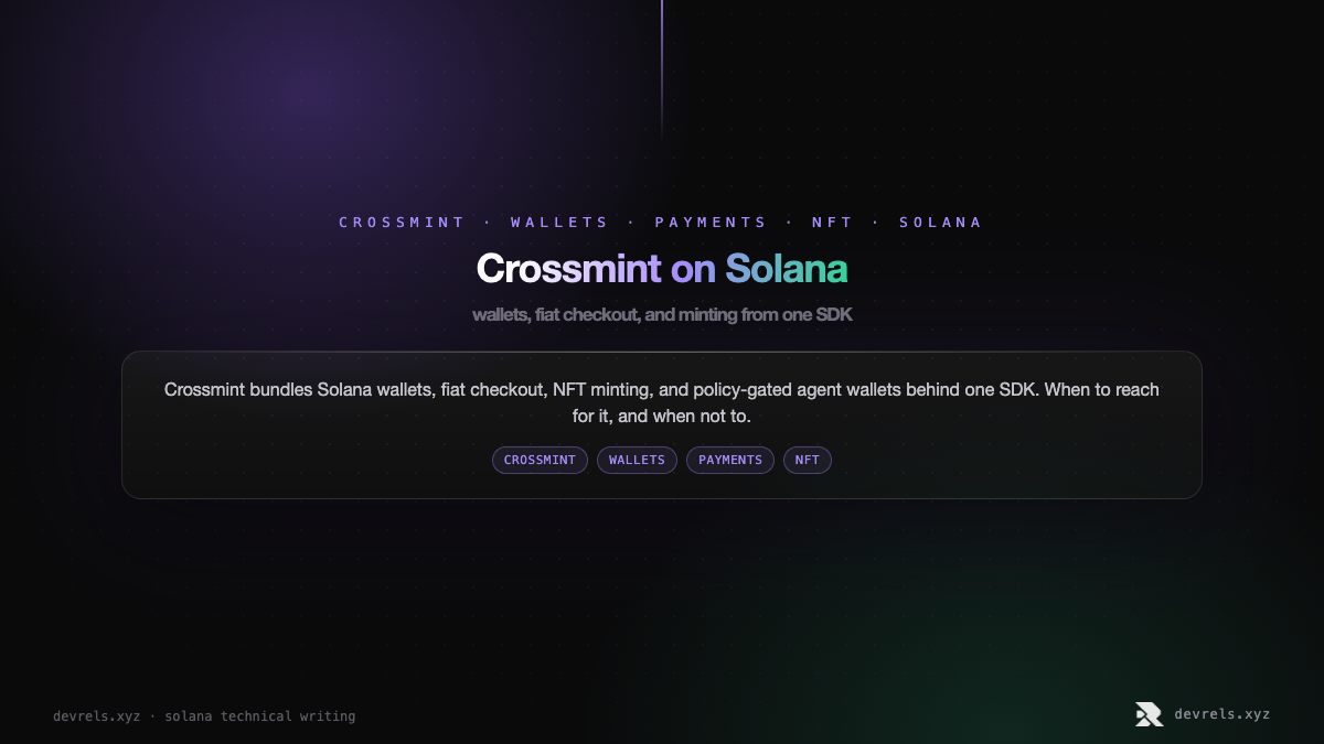 Crossmint on Solana: wallets, fiat checkout, and minting from one SDK