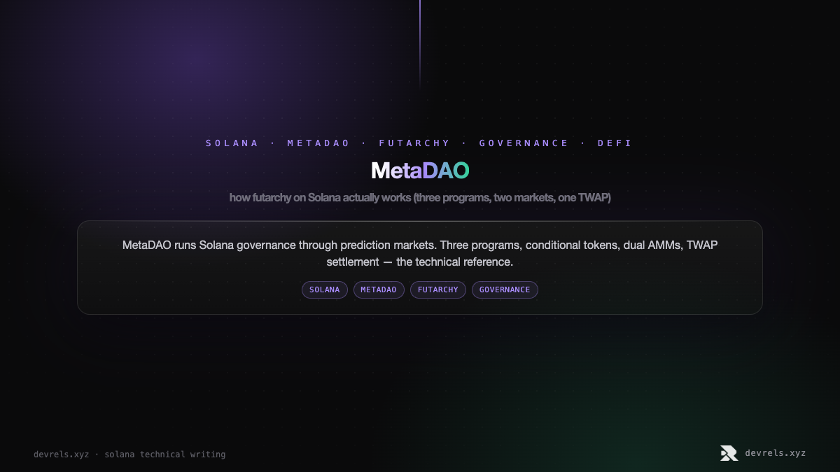 MetaDAO: how futarchy on Solana actually works (three programs, two markets, one TWAP)