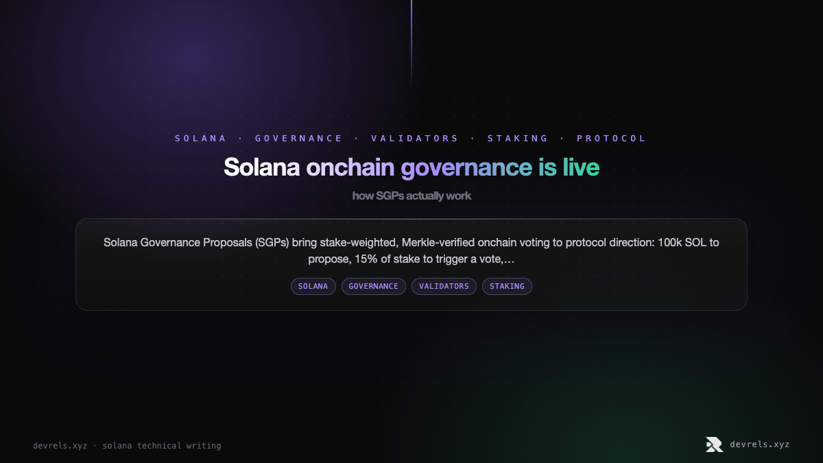 Solana onchain governance is live: how SGPs actually work