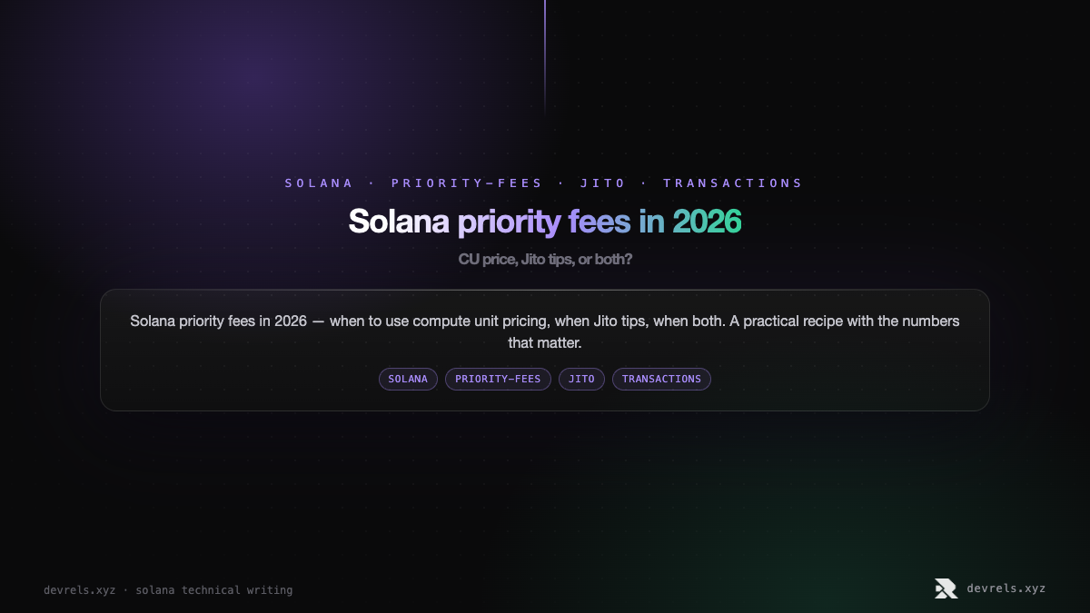 Solana priority fees in 2026: CU price, Jito tips, or both?