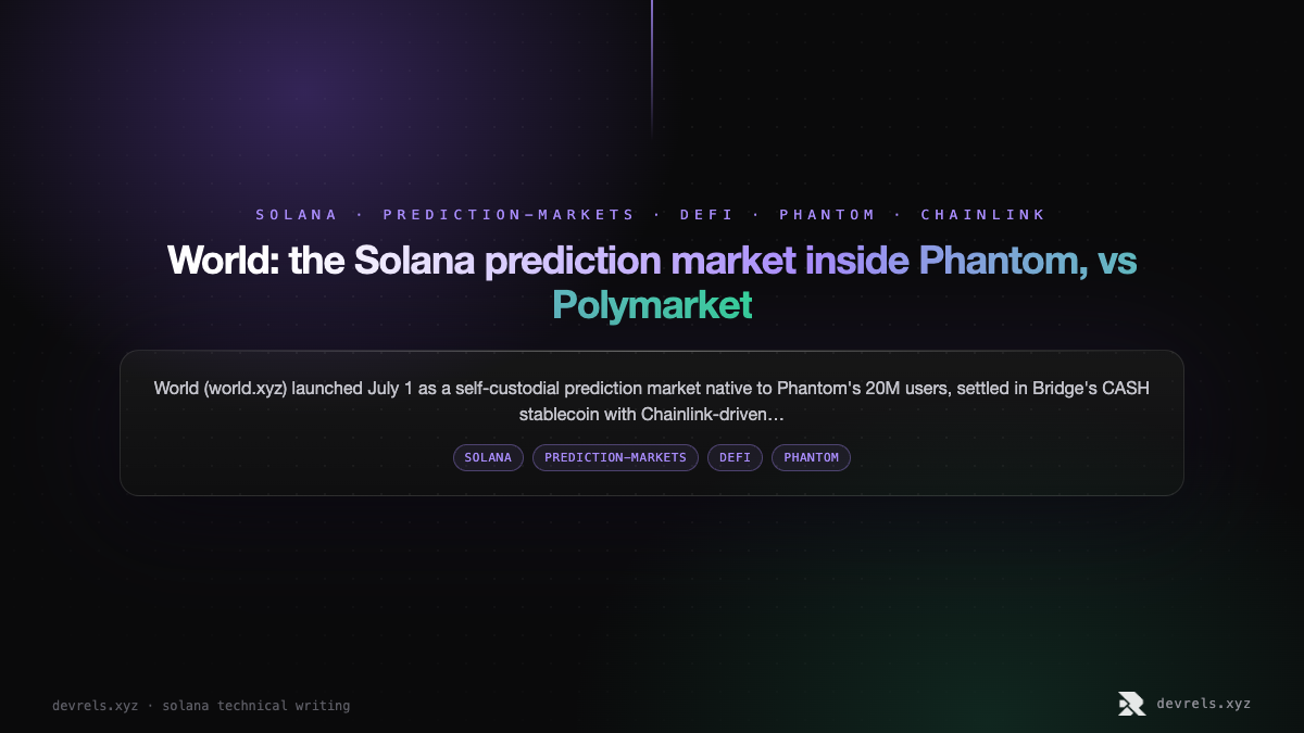 World: the Solana prediction market inside Phantom, vs Polymarket